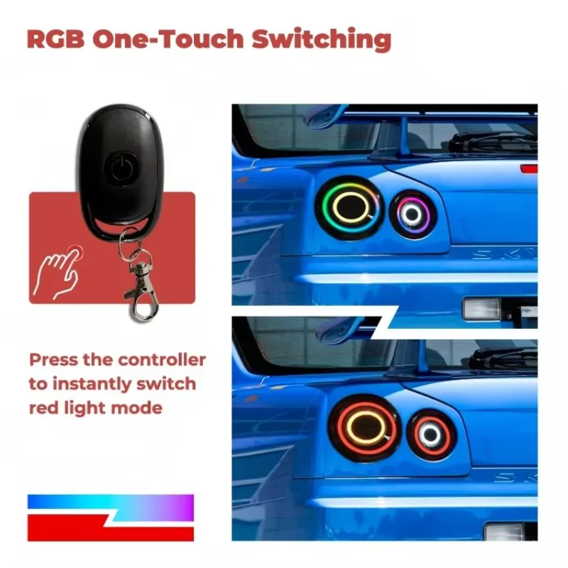 التوصيل والتشغيل RGB APP التحكم LED الذيل مصباح Klarna المتاحة بما في ذلك للصدمات لنيسان GTR R35 2009 Up LED الذيل مصباح