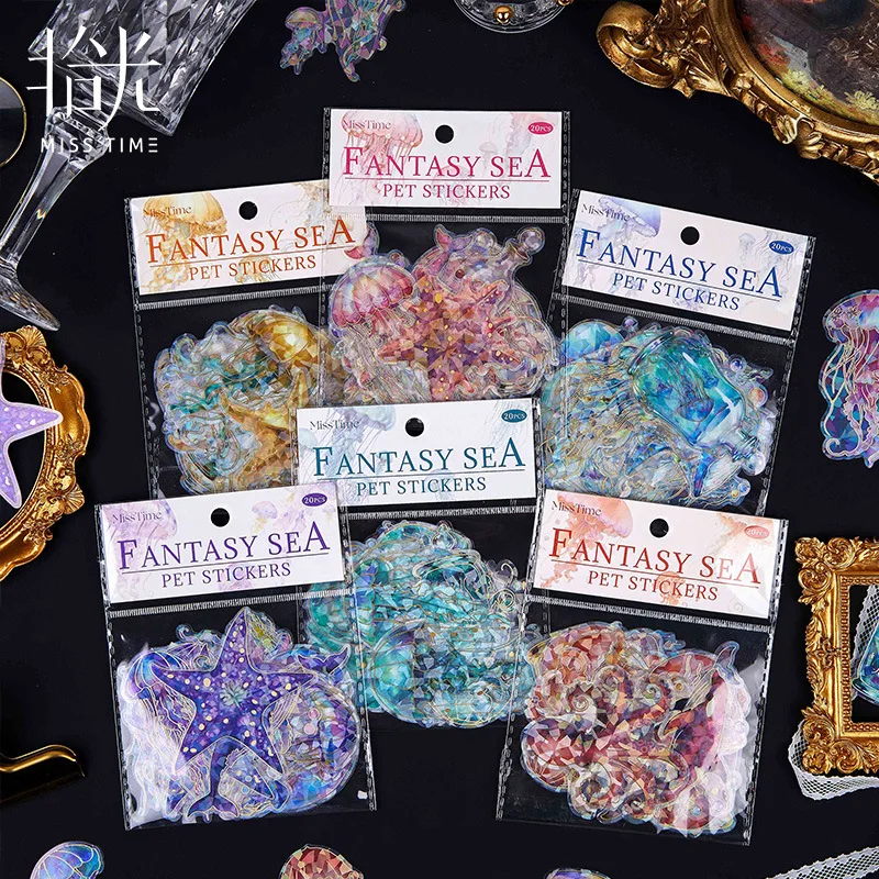20sheets/1lot kawaii Stationery Sticker Fantasy Ocean junk journal Decorative Scrapbooking DIY Craft