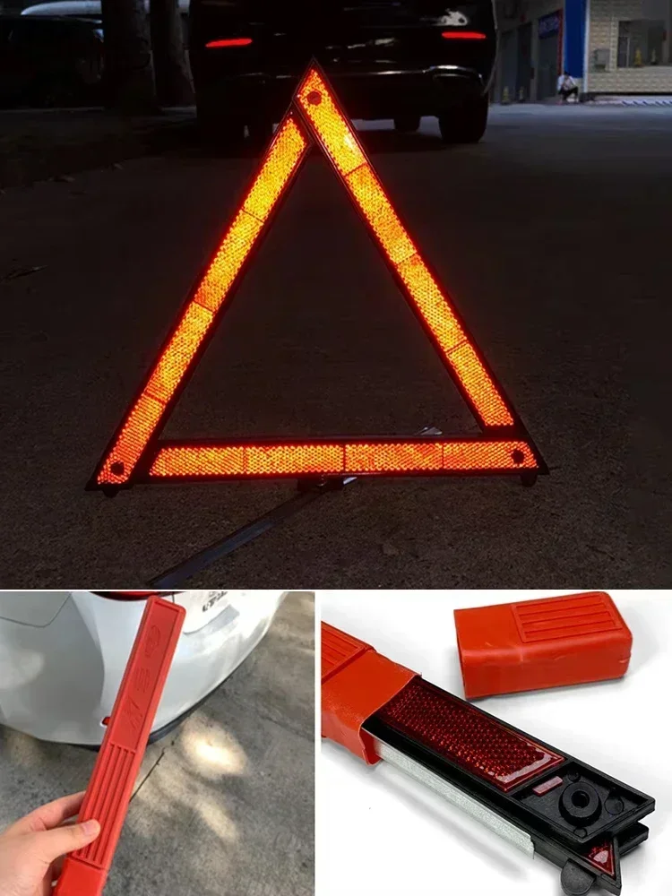 Trépied réfléchissant triangulaire pour voiture, autocollant réfléchissant d'avertissement de panne d'urgence, panneau d'arrêt pliable pour danger de sécurité, accessoires de voiture
