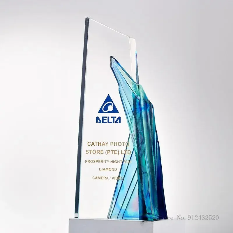 

Custom Creative crystal trophy, colorful carving, new high-end awards, excellent employee, annual meeting, home decoration, 1 pc
