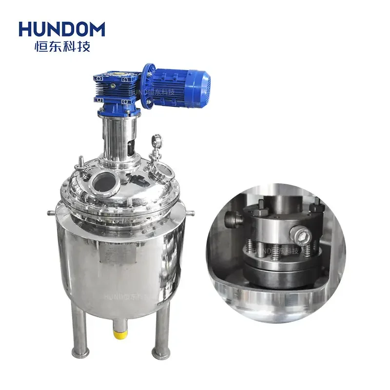 Factory supplier sanitary SS304/316 chemical mixing reactor double layers vessel heated with agitation