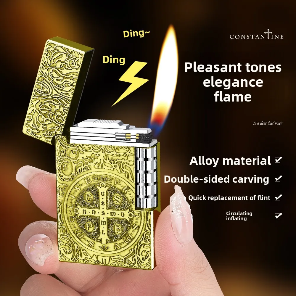 

Retro classic Consron statement fire gas lighter high-value side-sliding steel sound lighter accessories wholesale