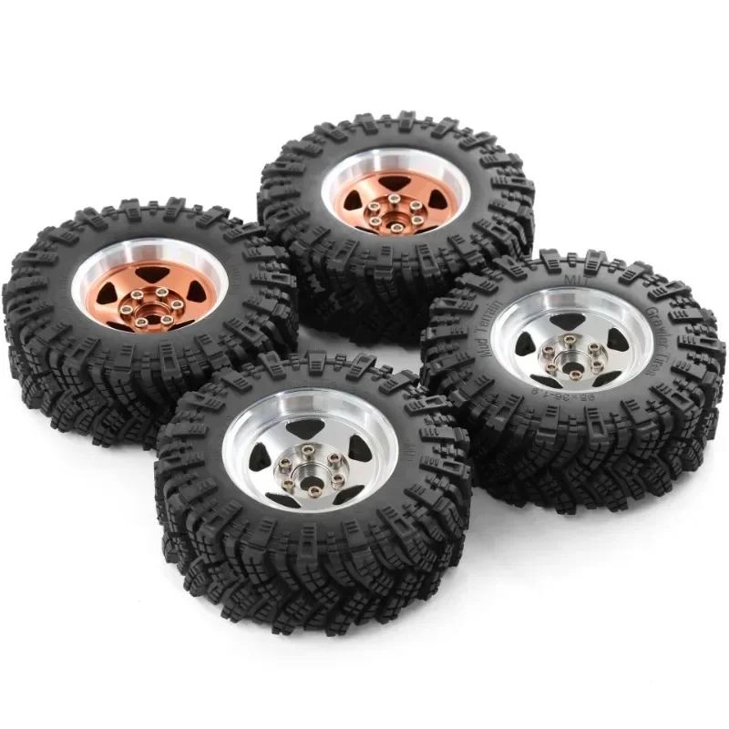 

4PCS 98MM 1.9" Super Viscosity Rubber Rock Tyres Wheel Tires with Beadlock Wheel Rim for 1:10 RC Crawler