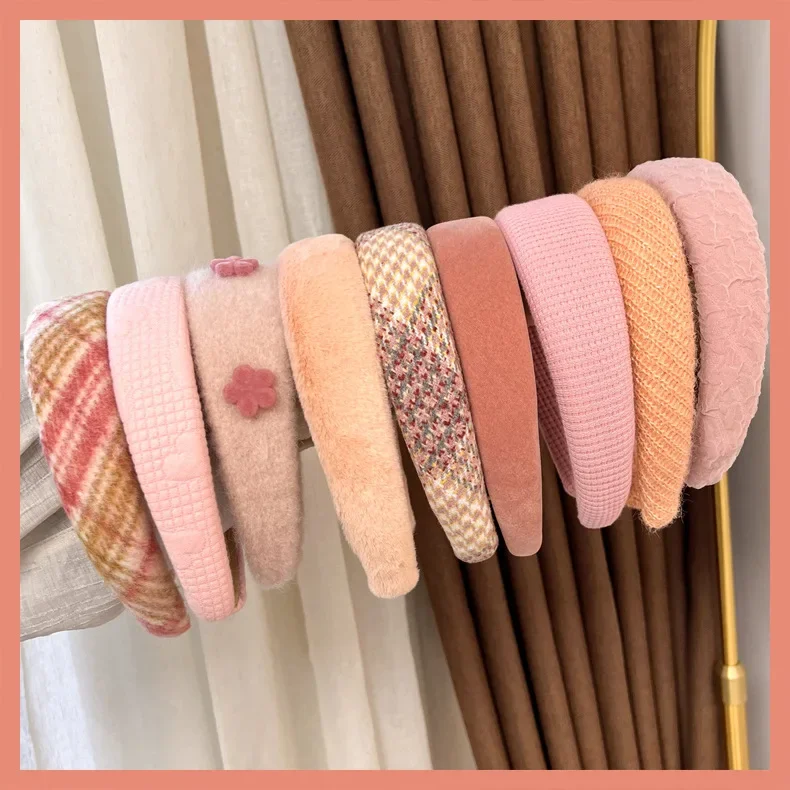 Pink Headbands For Women Hair Head Bands Accessories Padded Head Bands Cute Beauty Fashion Hairbands Girls Vintage Thick Hair