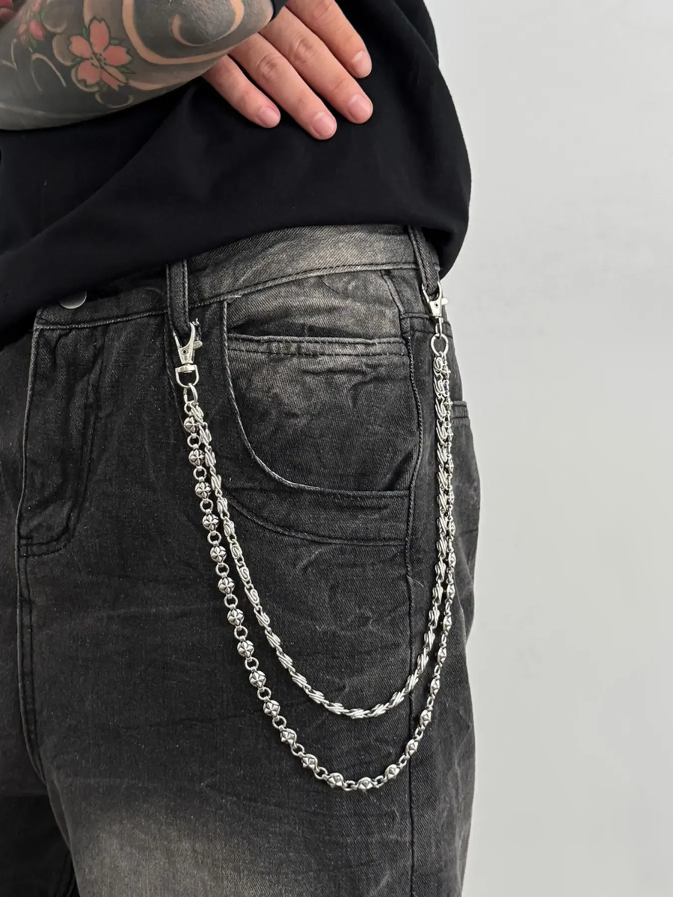 Unisex Fashionable Dual-Layer Pants Chain, Waist Chain Accessory, Casual Hip-Hop Style Accessory, Perfect for Daily Wear, All-Season Stylish Addition