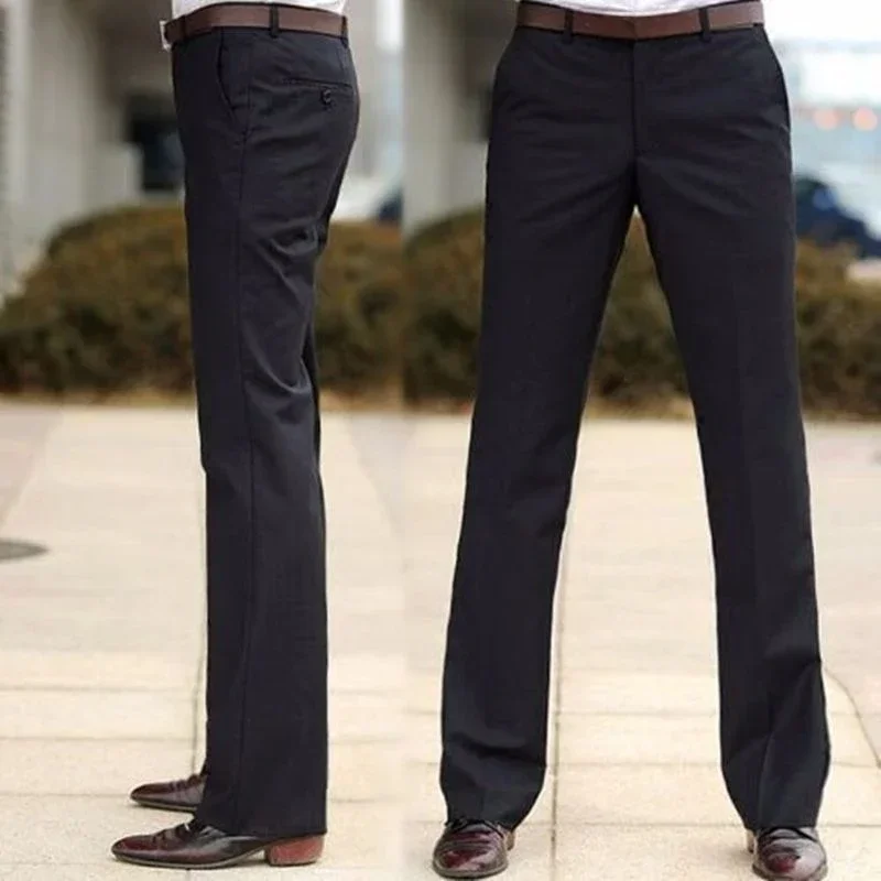 Slim Fit Male Suit Trousers Tressed Polyester White Men\'s Summer Pants Anti-wrinkle Up Tailoring Designer Clothes Work Wear 2024