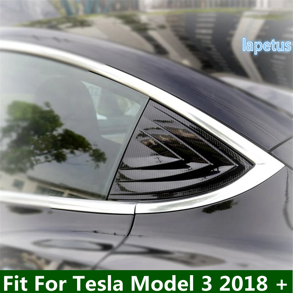 

ABS Rear Window Spoiler Triangle Wing Louver Decoration Bezel Cover Trim Fit For Tesla Model 3 2018 - 2021 Car Accessories