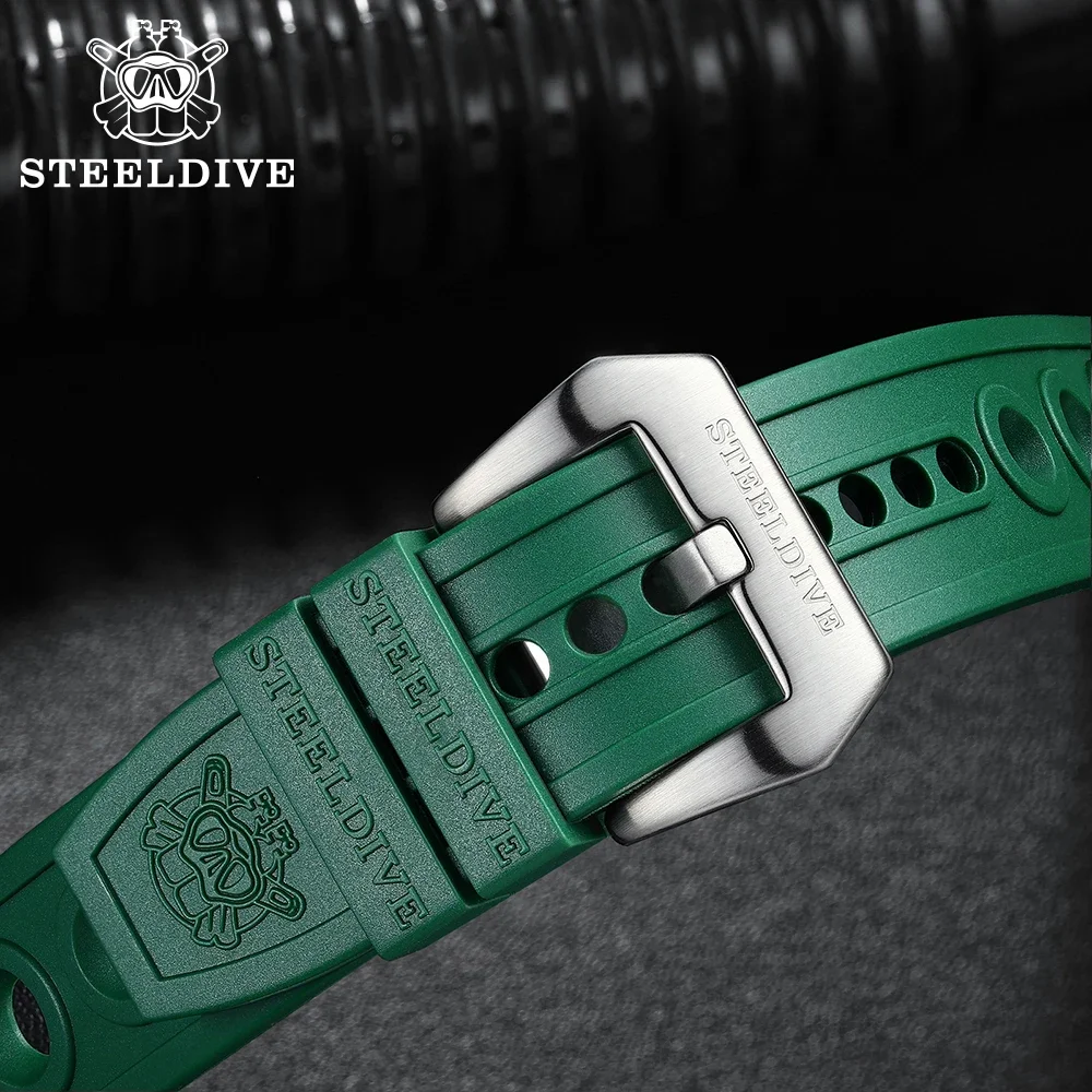 Steeldive 20mm 22mm Rubber Strap Premium Soft Rubber Breathable Men\'s Diver Watchband Replacement Diving Watchdives Rubber Strap