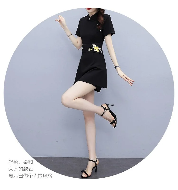 Frauen Anzug Chinesischen Stil Kleidung Zwei Stück Sets 2025, Sommer Neue Crop Top Und Shorts Retro Cheongsam Outfits Passenden für Frauen – Detail 3
