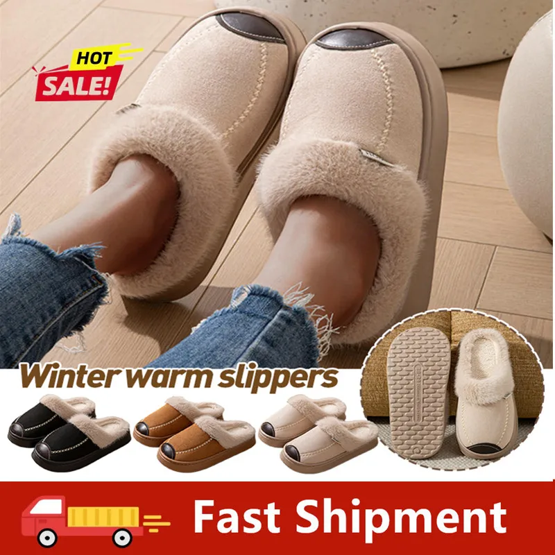

Fluffy Women's Slippers Winter Soft Thick Soled Indoor Warmth Comfort Non Slip Casual Couple Home Shoes Warm Cotton Slippers