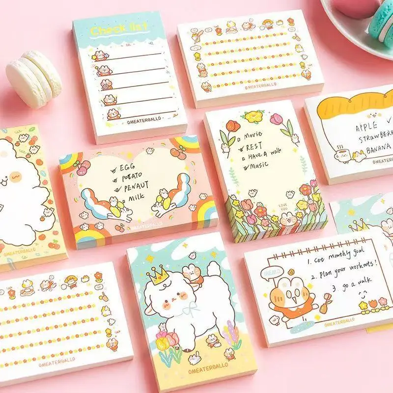 Kawai Message Nico Meow Cartoon Tearable Notebook Portable Small  Memo List 100 Pieces 6 Types Office School Supplies Lovely