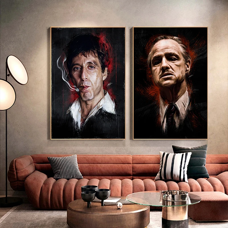 Tony Montana Scarface Canvas Painting Godfather Poster Print Home Decor Modern Wall Art Picture for Living Room Decoration Mural