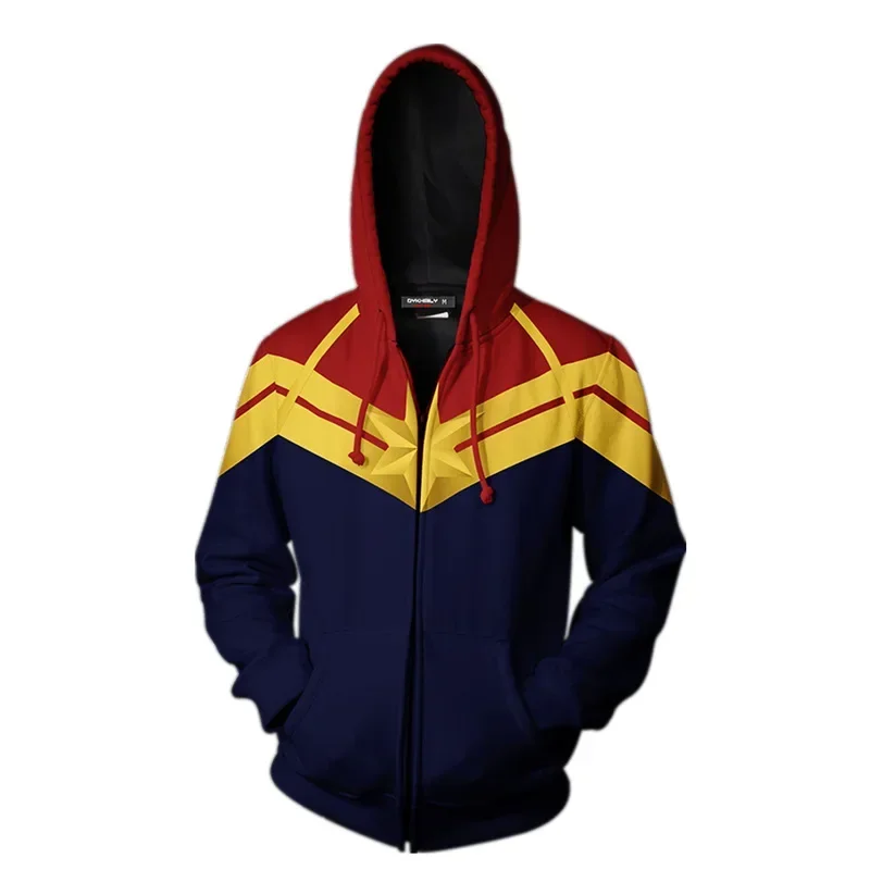 Anime Sweatshirts Hoodie Captain Carol Danvers Cosplay Costume Jacket Halloween Men Woman Top