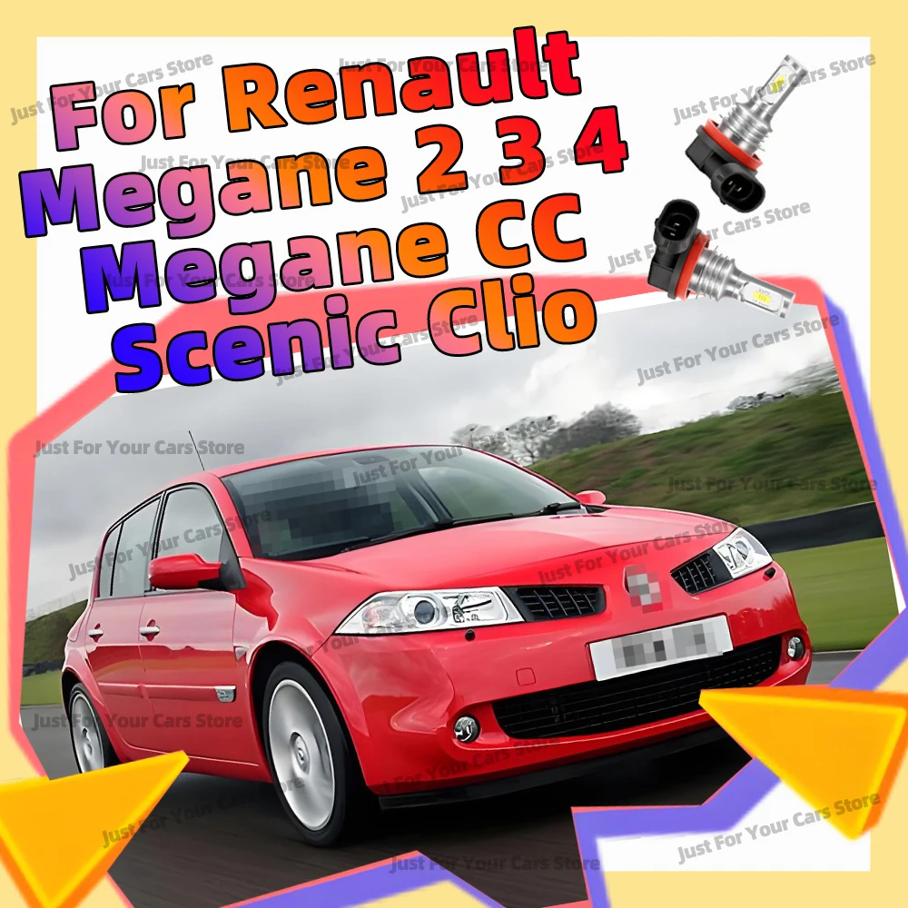 

2x для Renault Megane 2 3 4 2003-2018 Twingo 2 3 Megane CC Scenic Clio Logan LED H8 H11 Противотуманные фары 6000K 15000LM Лампы DRL