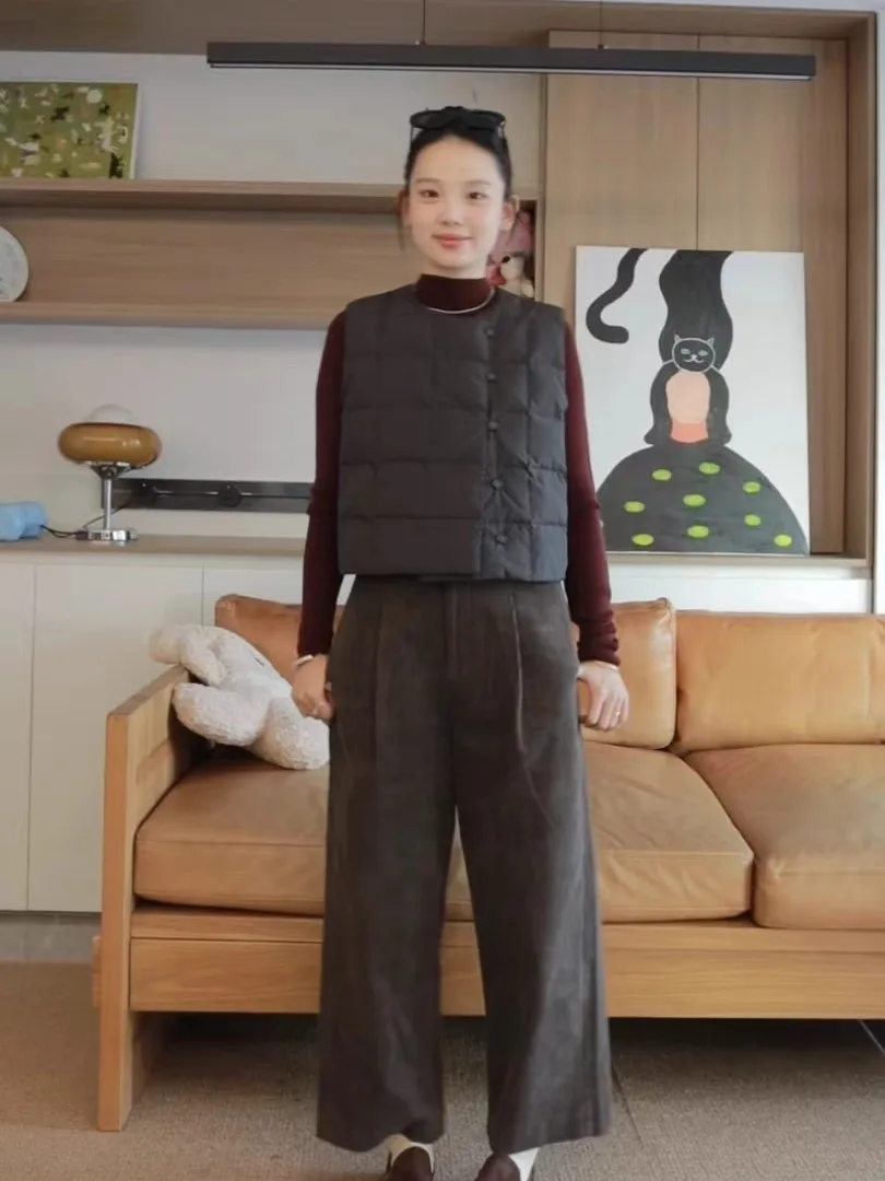 

Японский стильный простой дизайн, хлопковый жилет на пуговицах, женский модный приталенный жилет, осень-зима, новинка