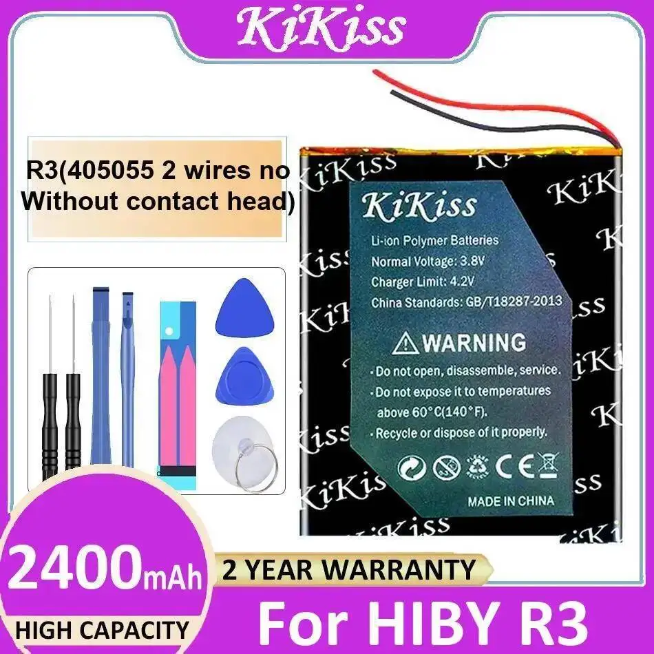 

For Hiby R3 Player 2400Mah Portable Music Battery 405055 2 Wires NO Without Contact Head Reliable Replacement