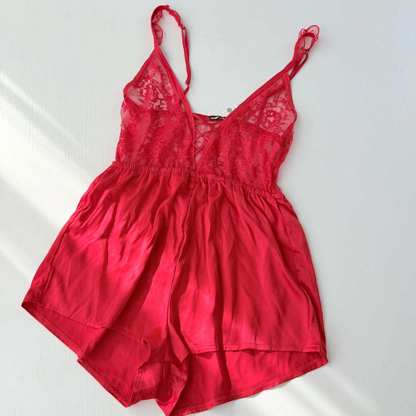 مثير الدانتيل ter قطعة واحدة المرأة حزام أحمر عالية الخصر orts الراقية يشعر تخفيف Sle بنطال ذو قصة أرجل واسعة ort طول النايلون F...