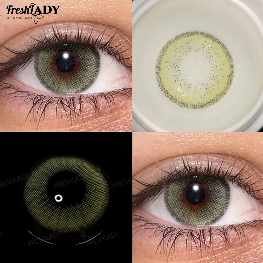 FreshLady 1 Paar Braune Kontaktlinsen für Graue Augen Natürliche Braune Augen Kontaktlinse Augen-Make-up Schönheit 14,20mm Jahreslinsen – Detail 3