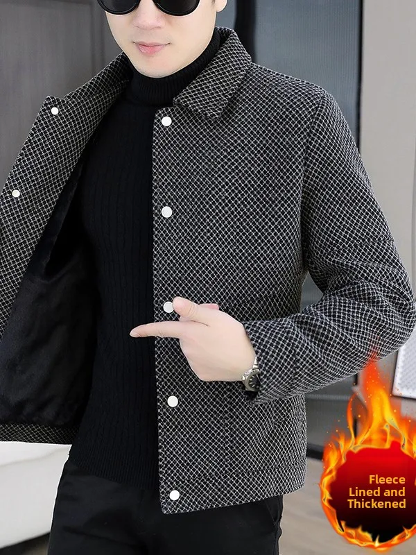 

Мужское зимнее утепленное пальто на флисовой подкладке, теплое, ветрозащитное, деловое, повседневное, шерстяное, из шенилла, приталенное, молодежное, модное