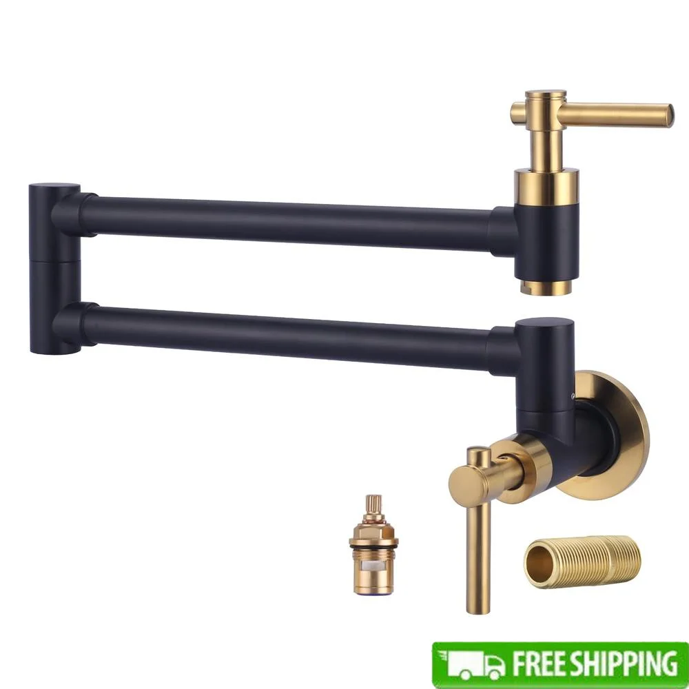 Brass Wall Mount Pot Filler Faucet Double Joint Swing Arm NSF Certification Quick Installation