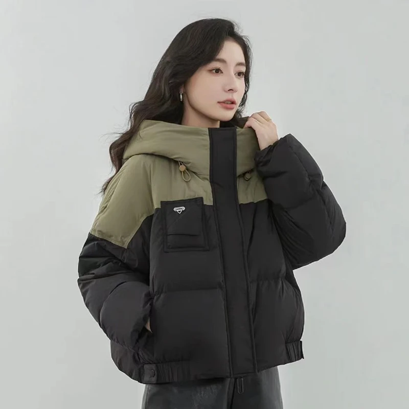 

Зима 202, женская короткая куртка-пуховик со съемным капюшоном, массивное свободное пальто с хлопковой подкладкой для девочек, верхняя одежда больших размеров