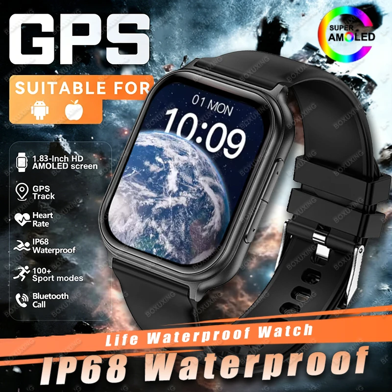 

2026New Bip 6 Pro Men Sports Smart Watch 1.83'' AMOLED HD Screen Bluetooth Call Health Rate Monitor IP68 Waterproof Smartwatches