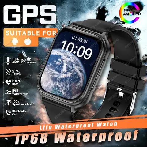 2026New Bip 6 Pro Men Sports Smart Watch 1.83'' AMOLED HD Screen Bluetooth Call Health Rate Monitor IP68 Waterproof Smartwatches