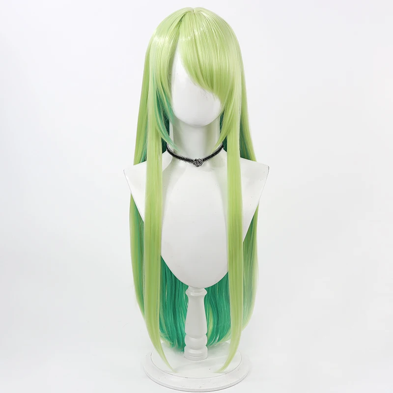 Ceres Fauna Cosplay Wig Vtuber Green Mixed Long Heat Resistant Synthetic Hair Halloween Party Role Play Carnival + Free Wig Cap