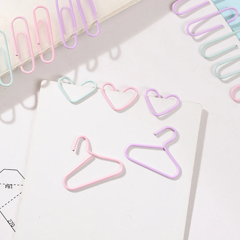 Color Paper Clips Effective Office Stationery Clip Bookmark Metal Office School Accessories pink kawaii