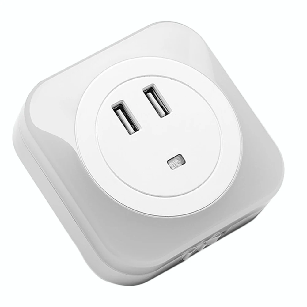 1 pc Led Control Night Light Dual Usb Bedside Light 3 Modes Bathroom Bedroom Kids Room White
