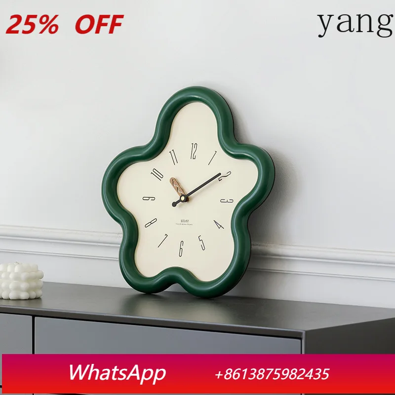 

LH No Punch Cream Wind Living Room Wall Clock Modern Simple Restaurant Swing Clock