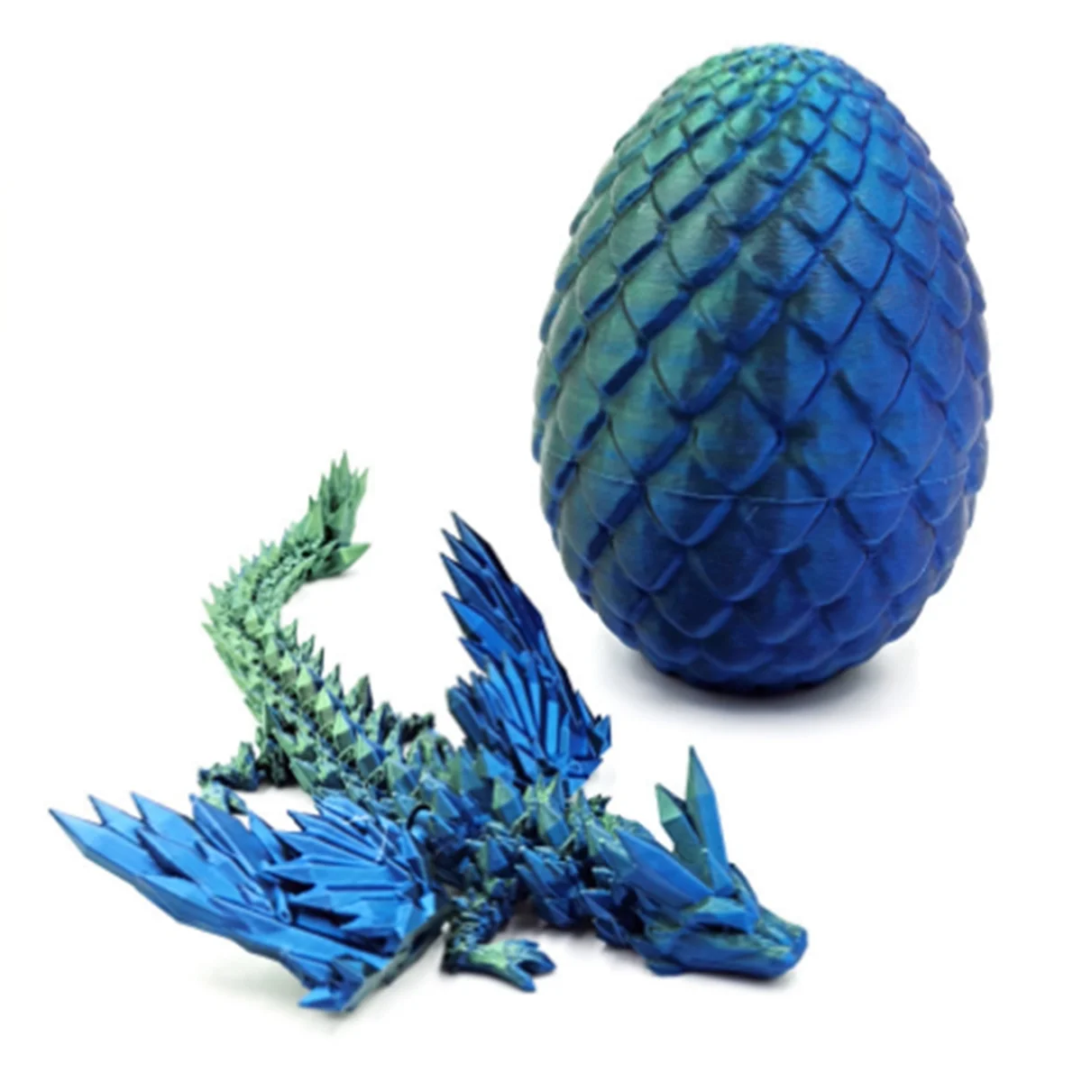 A72P 3D Printed Dragon in Egg Full Articulated Dragon Crystal Dragon Office Desk Toy