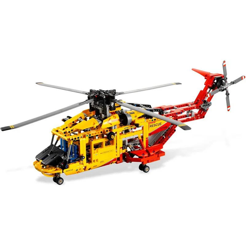 1056 Piece Bricks Rescue Helicopter Set Technical Model Building Blocks Boy Birthday Gifts Kids Toys For Children