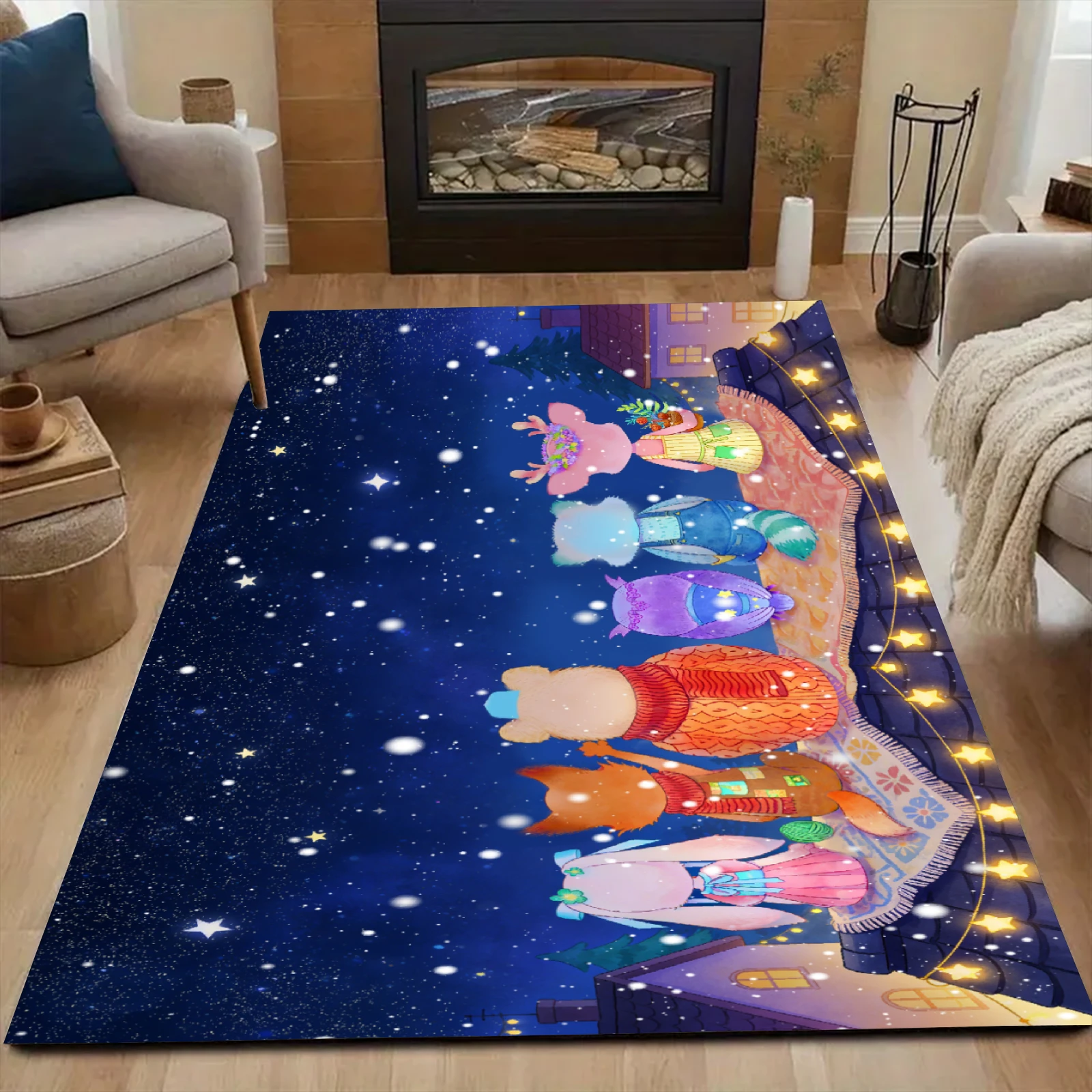 Cartoon Kids Carpet Floor Rug Washable Anti-Slip Unique Decor for Living Room Play Room Popular Rug Cartoon Animals Rug