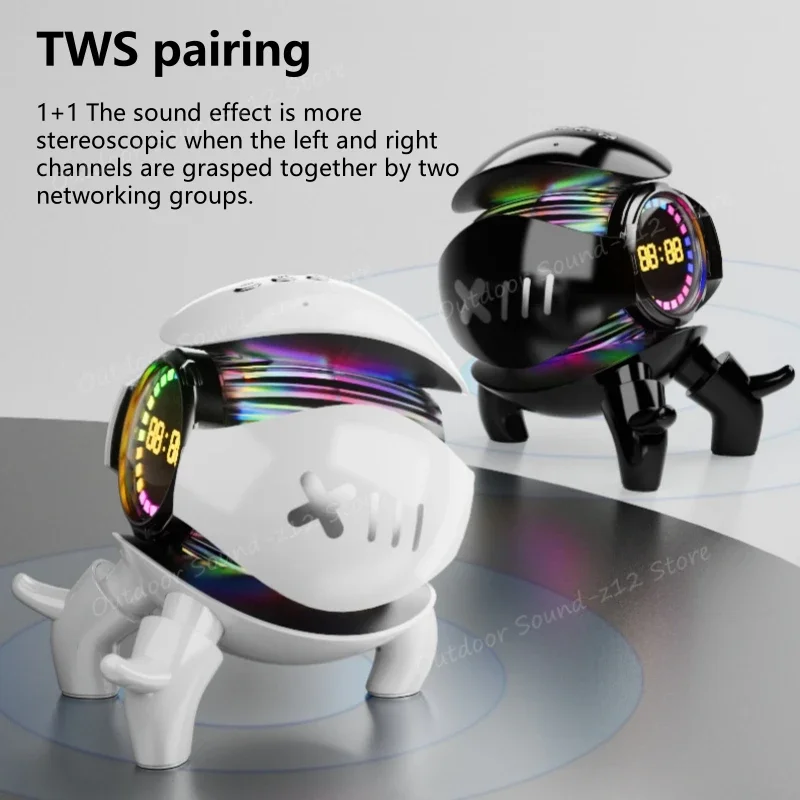 2024 New Product Portable Fashion Mecha Monster Bluetooth Speaker TWS Paired Stereo Sound Support FM Radio TF Card Audio Player