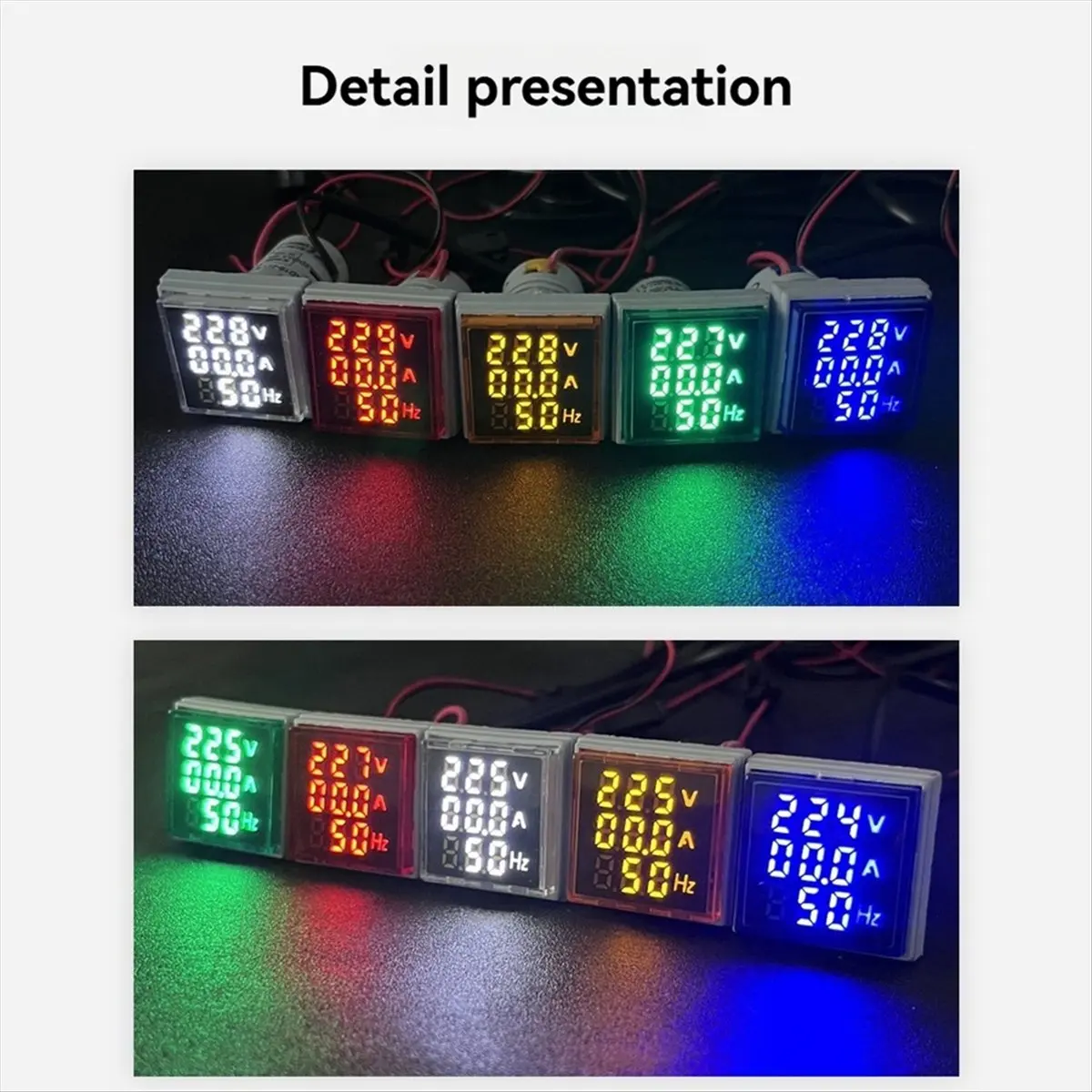 MYdaY- LED الفولتميتر الرقمي مقياس التيار الكهربائي هيرتز متر AC6-500V أضواء الإشارة الجهد الحالي التردد متر مؤشر تستر الأبيض