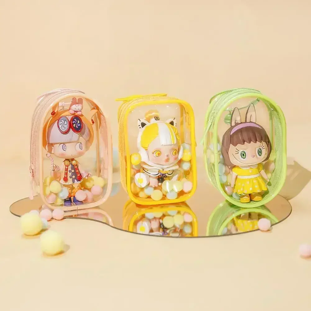 Portable Transparent Mystery Doll Accessories Box Keychain Chain Bag Mystery Toy Storage Boxes for Doll Toy Zipper Pouch