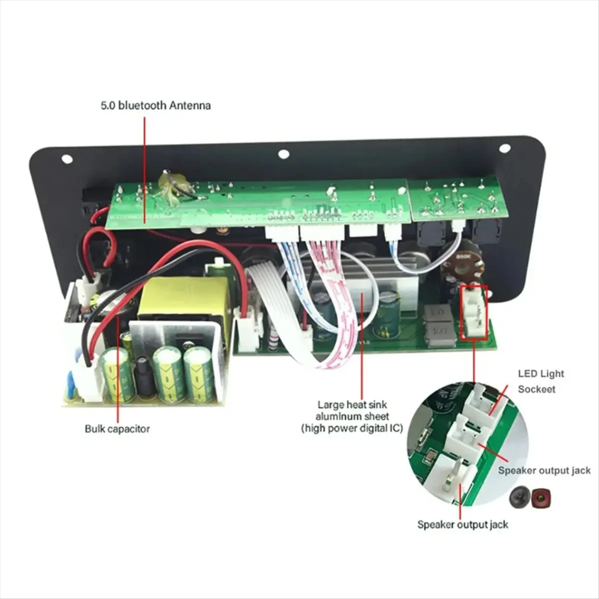 

SCLS Bluetooth5.0 Audio 300W Amplifier Board D300 Subwoofer Dual Microphone AMP Amplificatore Module Car Media Player US Plug