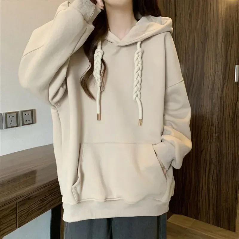 Christmas Solid Sweatshirt Hoodie For Women Autumn Winter Sweater Casual Long Sleeve Tops Plus Size Woman Clothing Pullover Y2k