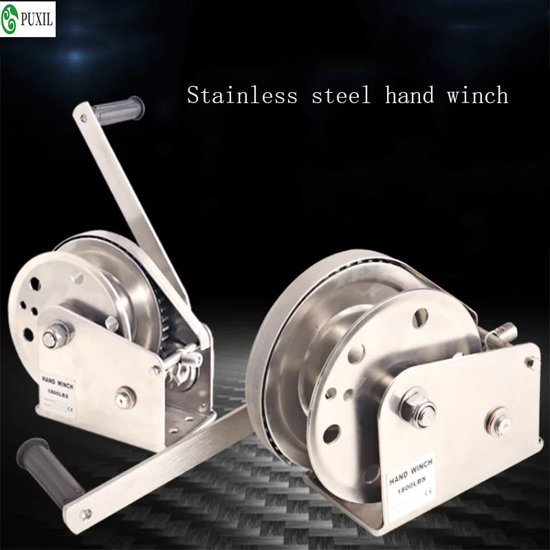 

304 stainless steel hand cranked winch 1200 pounds bi-directional self-locking manual winch sewage small anti rust lifting