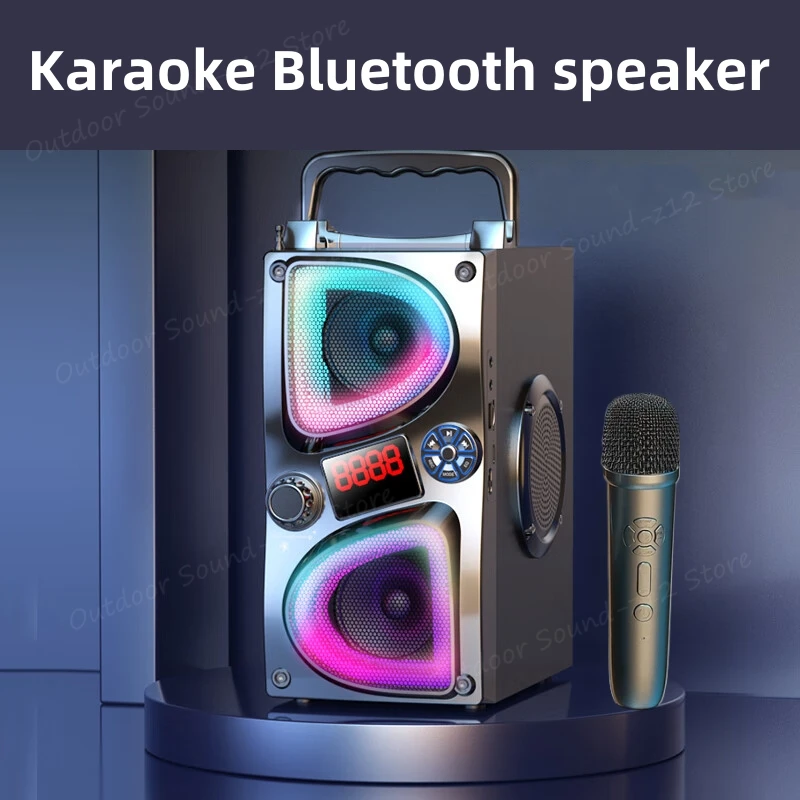 Portable Wireless Bluetooth Karaoke Speakers 40W High Power Mega Bass LED Colour Lights FM Radio For Outdoor Home Party Camping