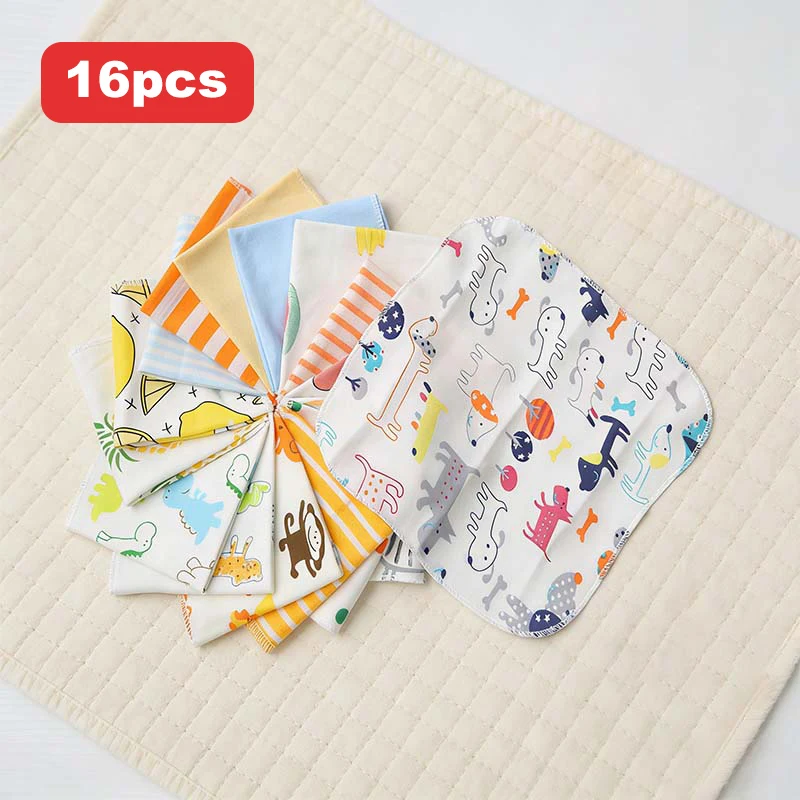 Random 16pcs/pack cotton newborn towel 21 * 21CM bath towel care towel bib feeding square handkerchief Child Accessories