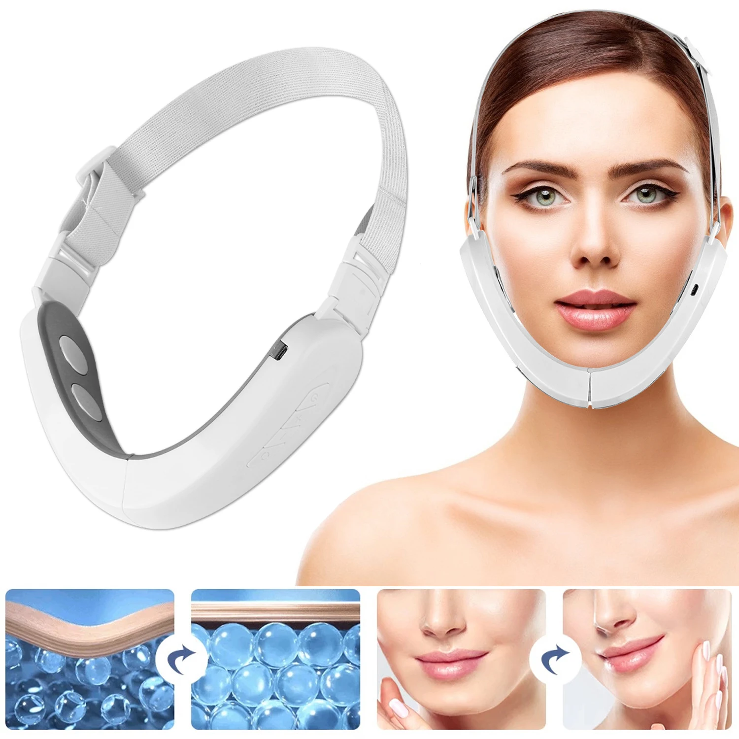 جهاز تجميل كهربائي لشد الوجه على شكل حرف V 6 أوضاع و12 مستويات EMS مايكرو الحالي لشد الوجه مدلك إزالة الذقن المزدوجة للعناية بالبشرة #1