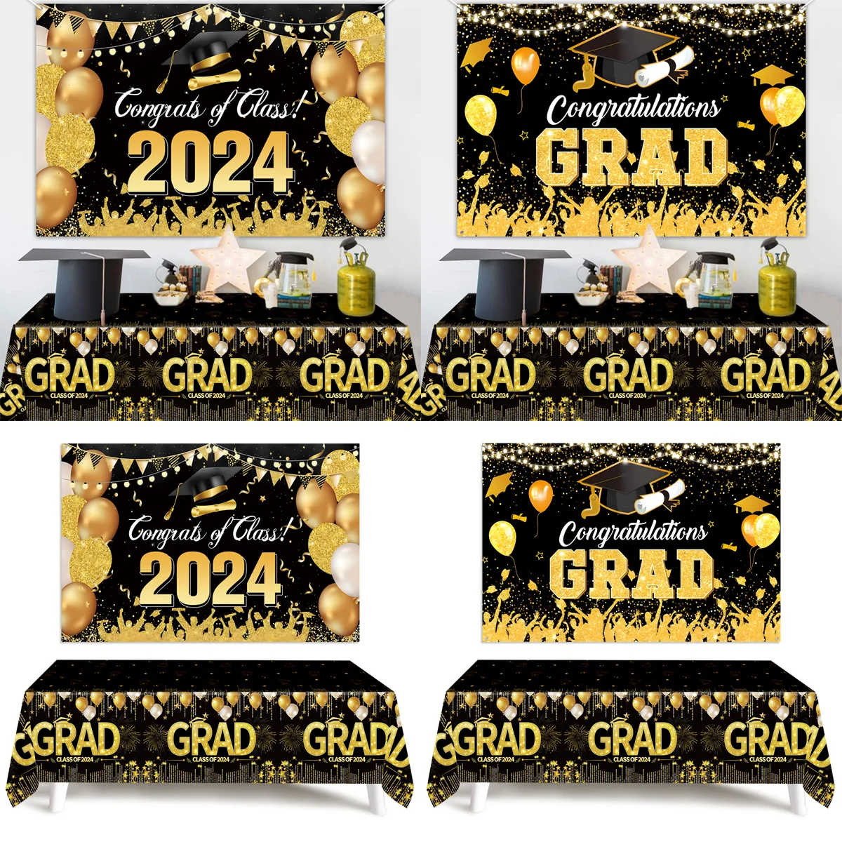 Happy Graduation Backdrop for Photography Class of 2024 Congrats Grad Prom Party Background Congratulations Graduates Decor Prop