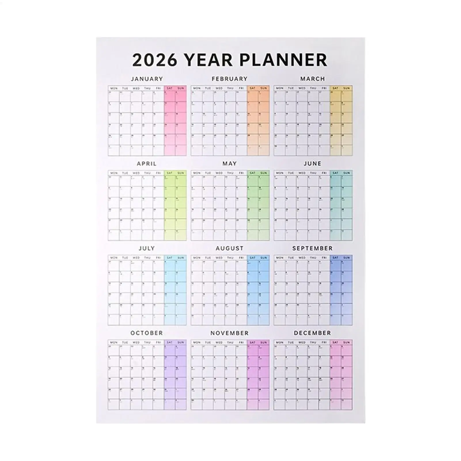 

2026 Wall Calendar 12 Months Hanging Monthly Calendar School Dormitory Bedroom Study Classroom Office Studio