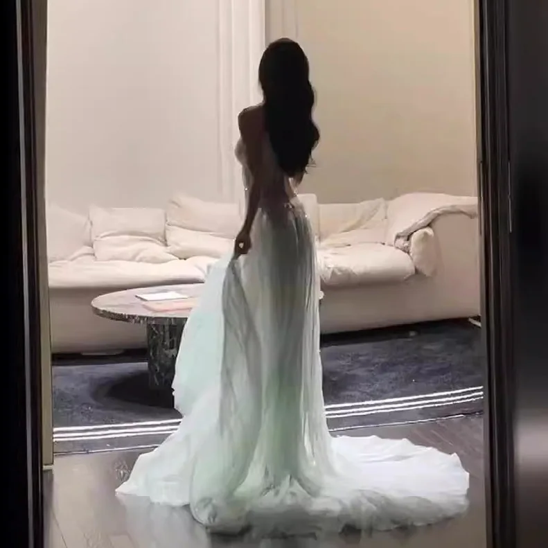 Chinese Style Tube Top Dress 2026 New Celebrity Small Trailing Birthday Party Little Banquet Evening Dress