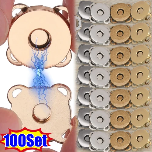 Imagen 1 del producto Juego de 1/100 de botones magnéticos invisibles de Metal para coser en el botón, cierres de bloqueo, sujetadores para bolsos, ropa, manualidades, accesorios DIY