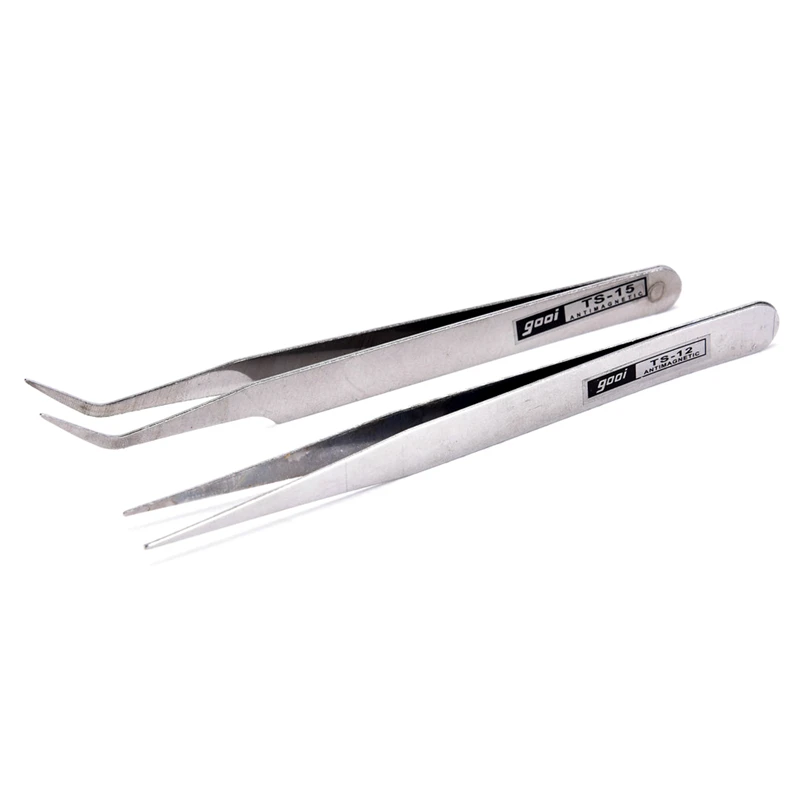 Aço inoxidável Electronic Tweezers Set, Precision Assembly Tool, Repair Tool, Hot, Atacado, 2Pcs