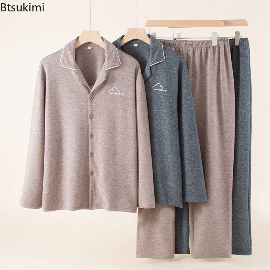 Couple's Sleepwear Autumn Winter New Style Velvet Warm Home Clothes Men and Women Solid Color Embroidery Loose Suit Home Clothes