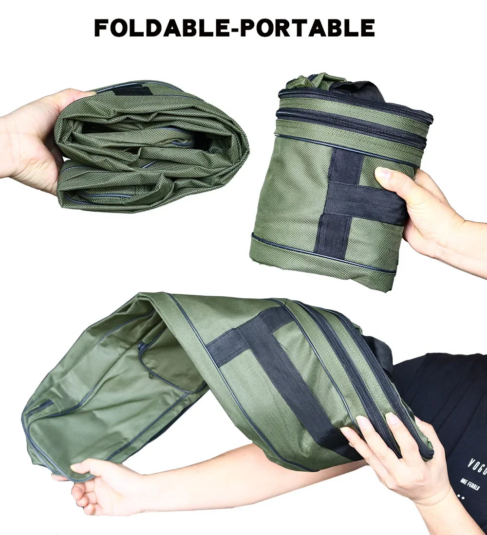 Portable Fishing Rod Bag Carrier Fishing Pole Tools Storage Bag 2/3Layers Large Capacity Folding Fishing Bag 182CM 152CM-60CM